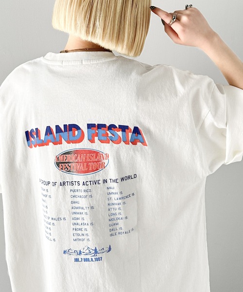 「Java」 半袖Tシャツ MEDIUM ブルー レディース