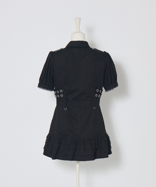 AVENCHUMU ワンピース Front zip studded belt mini one piece