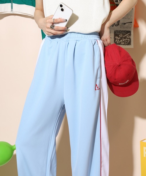 NERDY ワイドパンツ スウェットパンツ ジャージ ライントラックパンツ