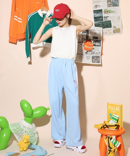 NERDY ワイドパンツ スウェットパンツ ジャージ ライントラックパンツ