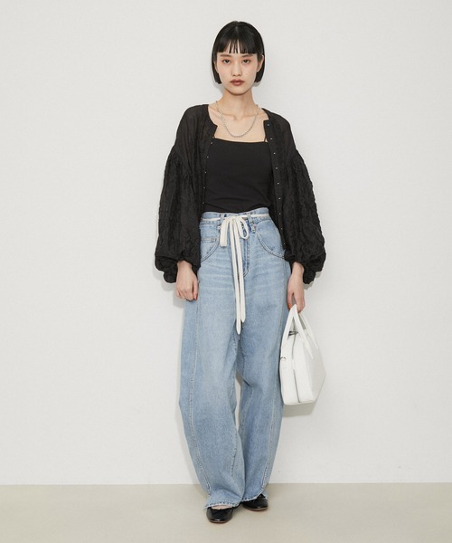 「ADAM ET ROPE'」 加工デニムパンツ 36 ブラック系その他2 レディース