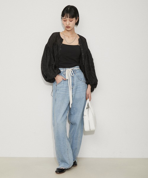 「ADAM ET ROPE'」 加工デニムパンツ 36 ブラック系その他2 レディース