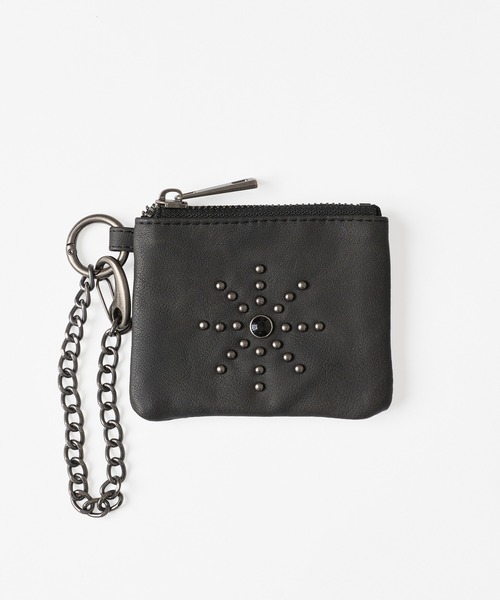 スタッズ付きブラックレザーコインケース WISH FOR EVER コインケース STUDS DESIGN COIN CASE / スタッズ