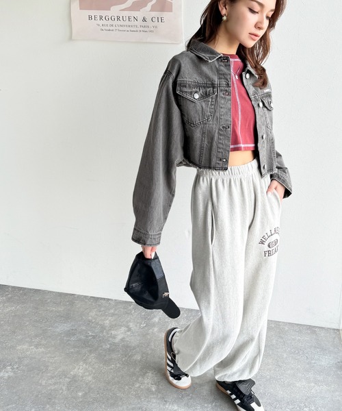 「mily bilet」 デニムジャケット LARGE グレー レディース