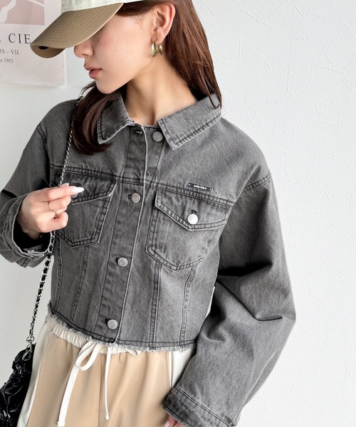 「mily bilet」 デニムジャケット LARGE グレー レディース