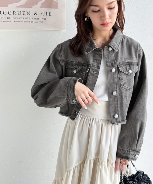 「mily bilet」 デニムジャケット LARGE グレー レディース