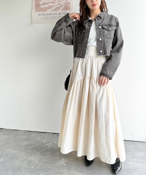 「mily bilet」 デニムジャケット LARGE グレー レディース