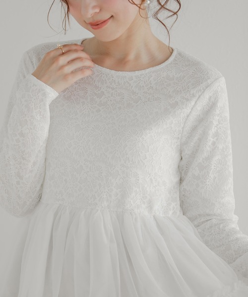 Fit more（フィットモア） レースペプラムチュールトップス レディース
