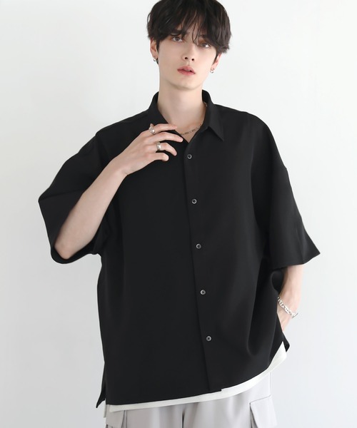 「LILL」 7分袖シャツ S ブルー メンズ_画像2