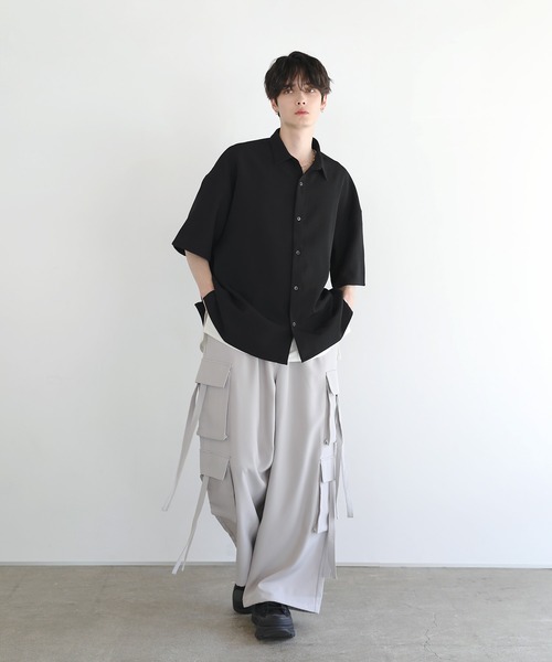 「LILL」 7分袖シャツ S ブルー メンズ_画像7