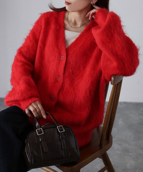 Riberry（リベリー） カーディガン シャギーVネックニットカーディガン