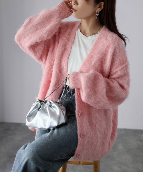 Riberry（リベリー） カーディガン シャギーVネックニットカーディガン