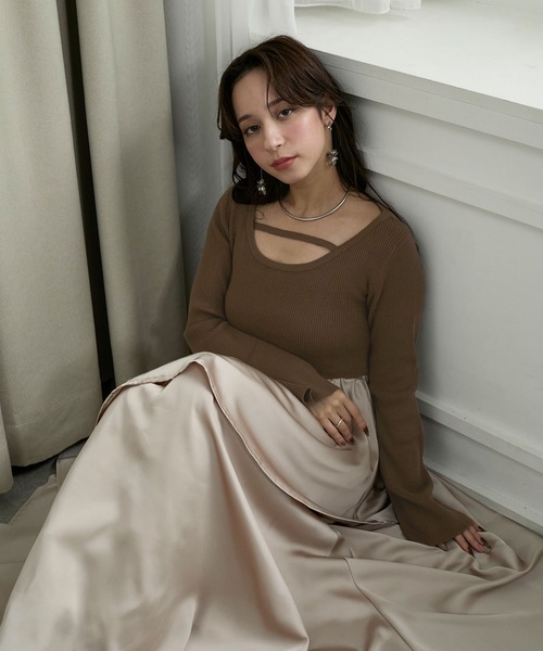 Elishe ワンピース ニットドッキングティアードワンピース : ZOZOTOWN