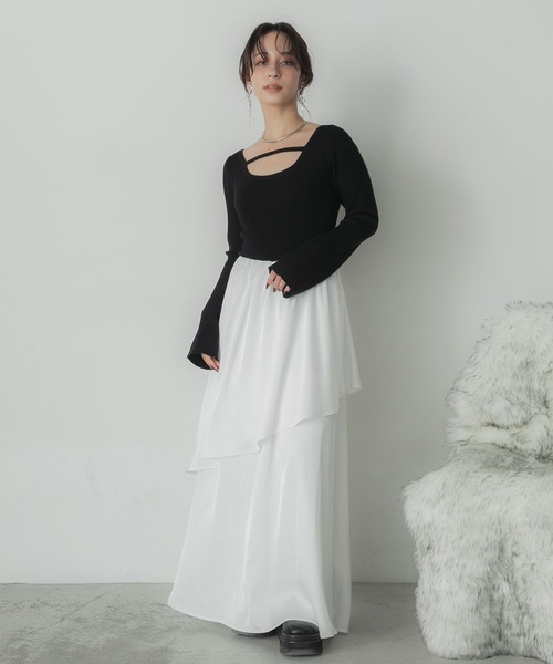 Elishe ワンピース ニットドッキングティアードワンピース : ZOZOTOWN