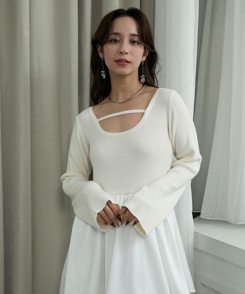 Elishe ワンピース ニットドッキングティアードワンピース : ZOZOTOWN