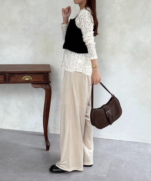 Thevon（ゼヴォン） パンツ 2タックベロアパンツ レディース