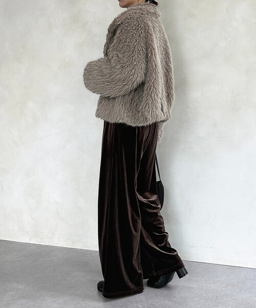 Thevon（ゼヴォン） パンツ 2タックベロアパンツ レディース