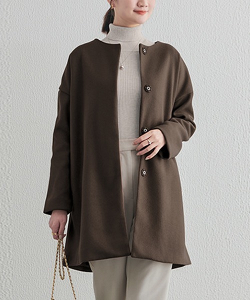 Sally Lunn ノーカラーコート コート ノーカラーミディアムコート
