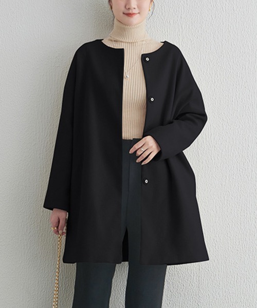 ノーカラーコート コート ノーカラーミディアムコート レディース | Sally Lunn | 02