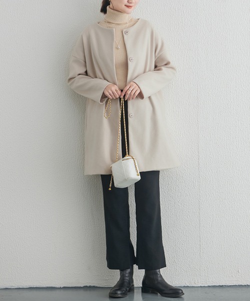 ノーカラーコート コート ノーカラーミディアムコート レディース | Sally Lunn | 04