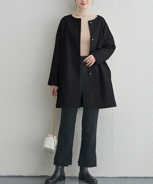 ノーカラーコート コート ノーカラーミディアムコート レディース | Sally Lunn | 05