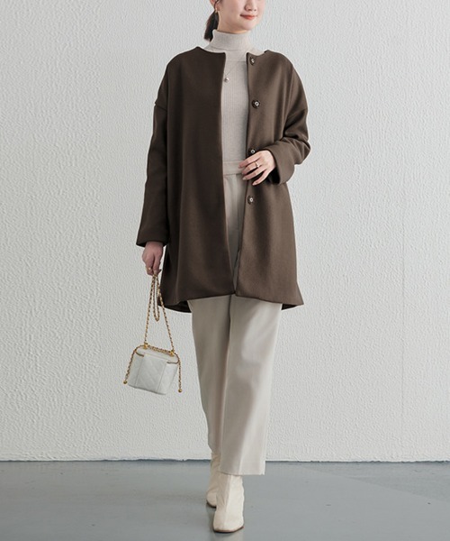 ノーカラーコート コート ノーカラーミディアムコート レディース | Sally Lunn | 08