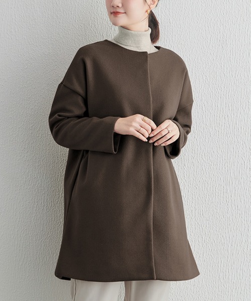 ノーカラーコート コート ノーカラーミディアムコート レディース | Sally Lunn | 11