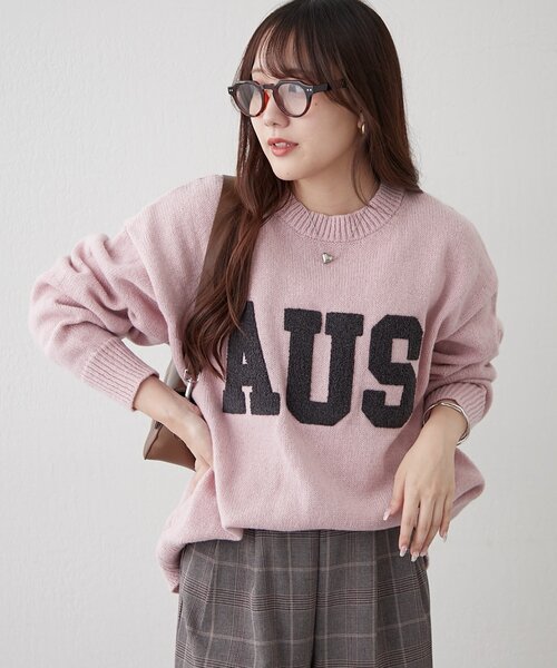 continuer de NICE CLAUP ニット セーター ロゴ刺繍ニットプルオーバー