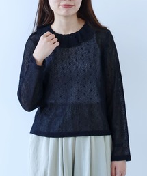 bulle de savon（ビュルデサボン） tシャツ ラッセルドット タック衿