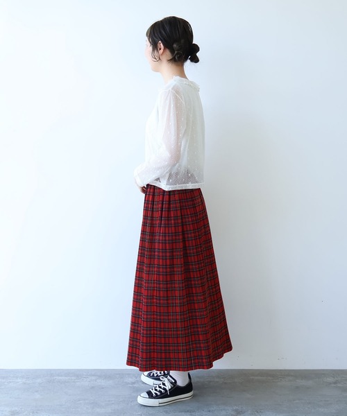 bulle de savon（ビュルデサボン） tシャツ ラッセルドット タック衿