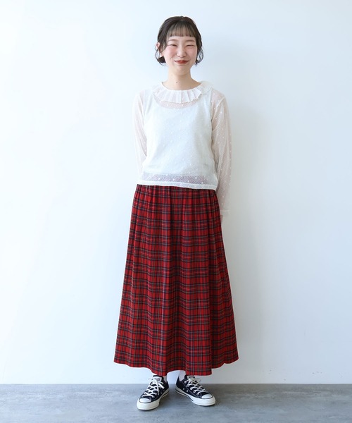 bulle de savon（ビュルデサボン） tシャツ ラッセルドット タック衿