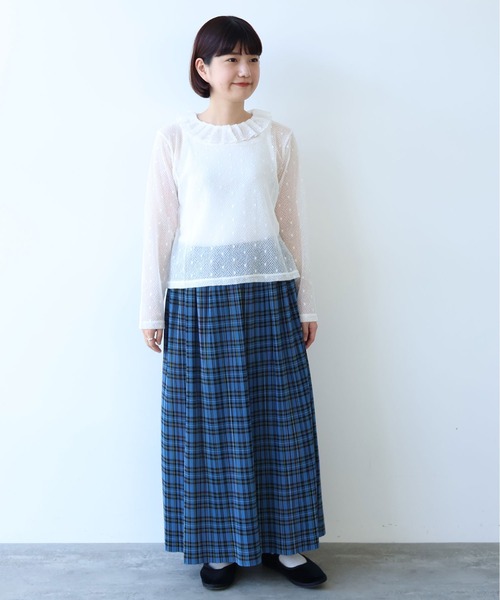 bulle de savon（ビュルデサボン） tシャツ ラッセルドット タック衿
