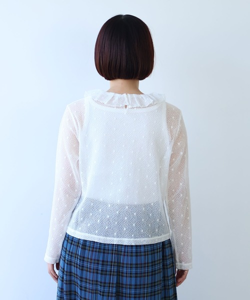 bulle de savon（ビュルデサボン） tシャツ ラッセルドット タック衿
