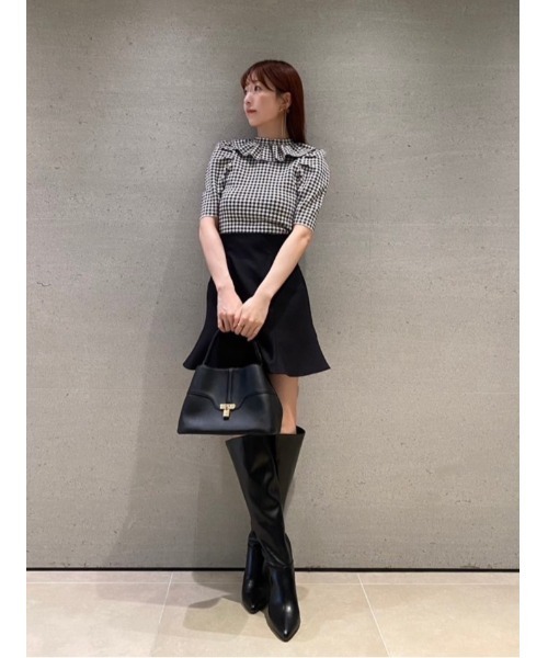 【新品】SNIDEL ブラックリブトップス 半袖 SNIDEL（スナイデル） 半袖ニット FREE ブラック レディース