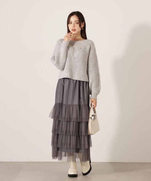 PROPORTION BODY DRESSING 部分プリーツティアードスカート PROPORTION BODY DRESSING（プロポーションボディドレッシング