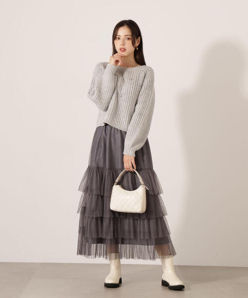 PROPORTION BODY DRESSING 部分プリーツティアードスカート PROPORTION BODY DRESSING（プロポーションボディドレッシング