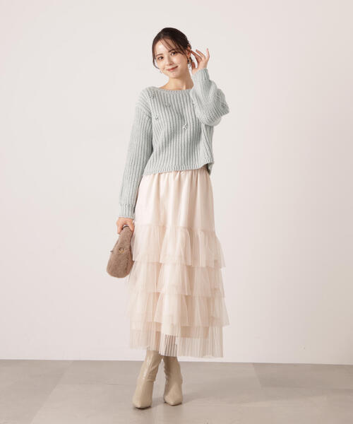 PROPORTION BODY DRESSING 部分プリーツティアードスカート PROPORTION BODY DRESSING（プロポーションボディドレッシング