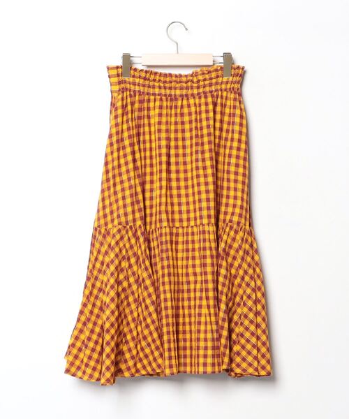「sara mallika」 チェック柄フレアスカート - オレンジ レディース_画像2