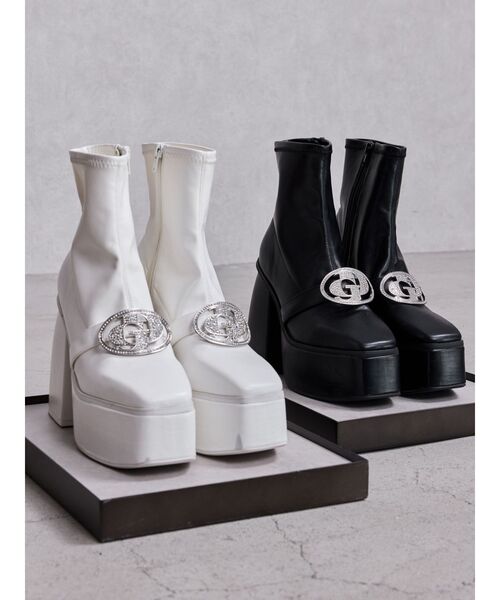 GYDA（ジェイダ） ブーツ GD bijou 2WAYチャンキーショートブーツ