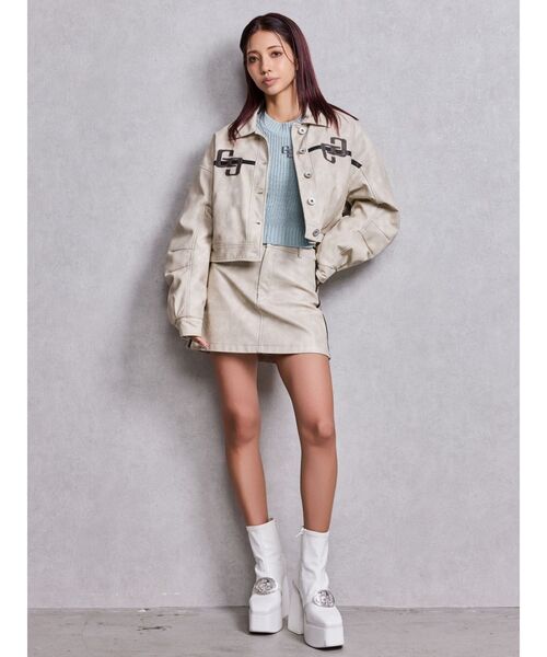 GD bijou 2WAYチャンキーショートブーツ　ホワイト GYDA（ジェイダ） ブーツ GD bijou 2WAYチャンキーショートブーツ
