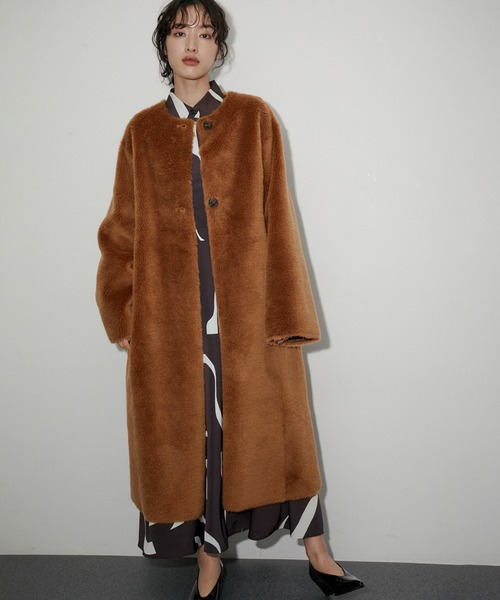 ADAM ET ROPE'（アダムエロペ） ムートンコート FREE ブラウン