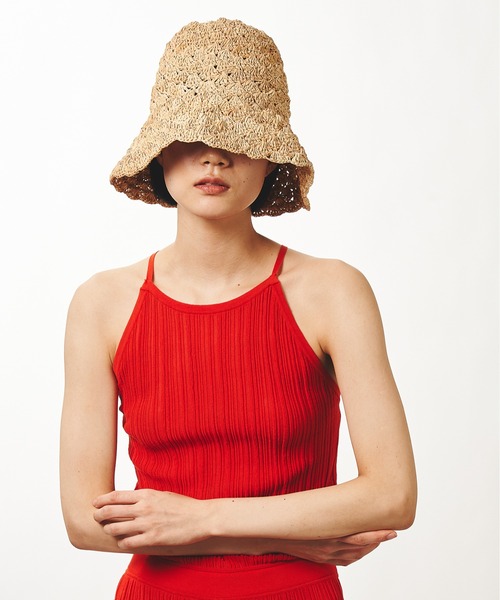 「La Maison de Lyllis」 ストローハット 57cm ベージュ レディース_画像4