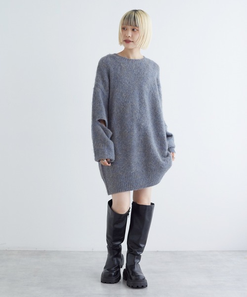 「w closet」 長袖ニット FREE ピンク レディース_画像9
