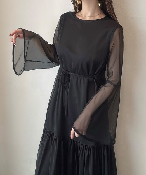 「Meiru」 長袖ワンピース MEDIUM ライトベージュ レディース_画像3