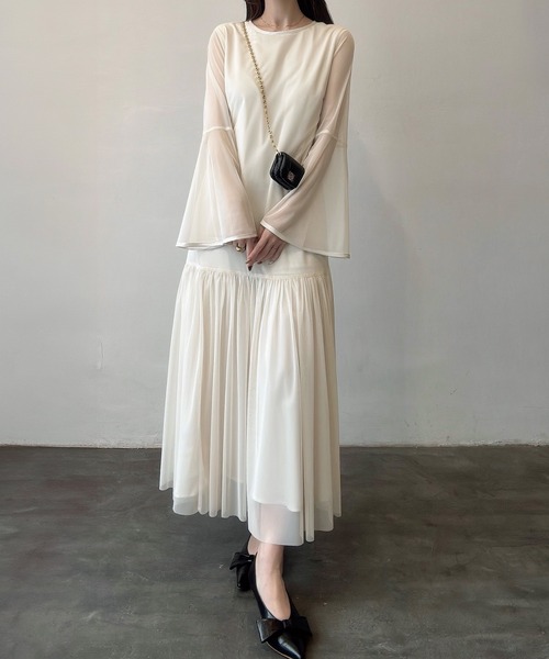 「Meiru」 長袖ワンピース MEDIUM ライトベージュ レディース_画像9