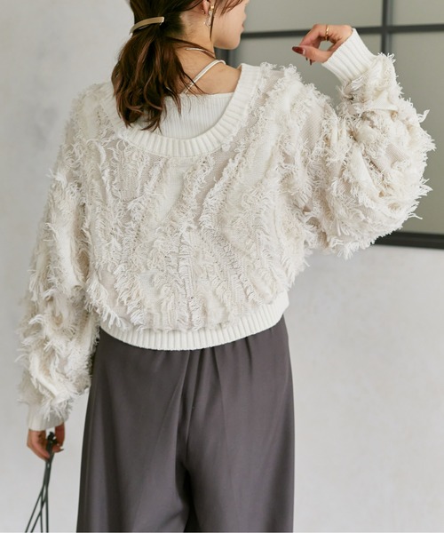 「Thevon」 ニットカーディガン FREE グレー レディース_画像5