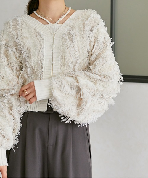 「Thevon」 ニットカーディガン FREE グレー レディース_画像7