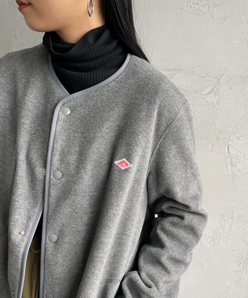 DANTON グレー ノーカラージャケット Danton（ダントン） ノーカラージャケット 42 ダークグレー レディース