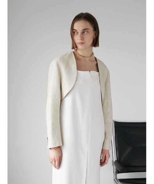 「LA PEAU DE GEM」 テーラードジャケット 36 ベージュ レディース_画像4