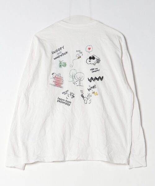 「PEANUTS」 ワンポイント長袖カットソー M ホワイト レディース_画像2